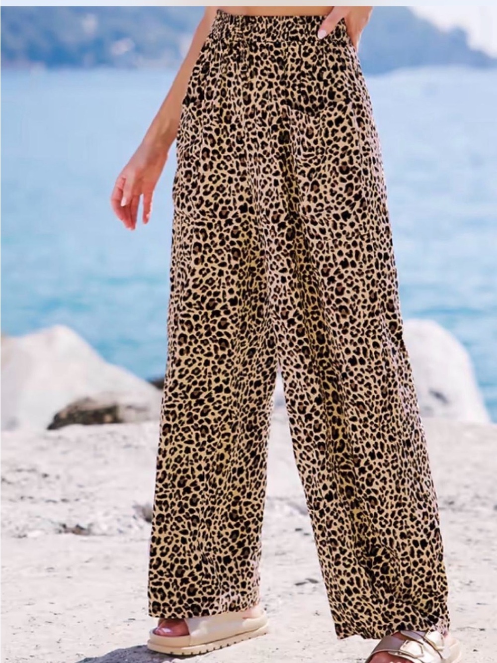 Cupshe Leopard Print Wide-Leg Pants in Tan and Black